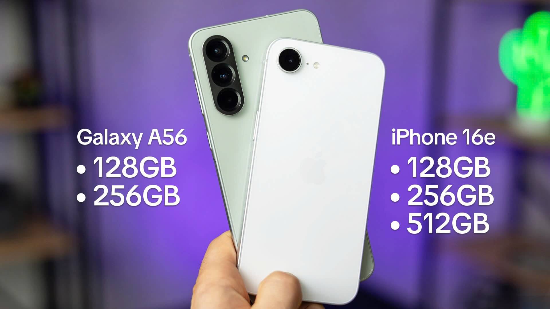 Versus del iPhone 16e y el Samsung Galaxy A56